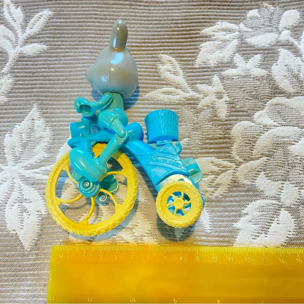 Vintage Easter Bunny Wind Up Toy Plastic Tricycle Rabbit